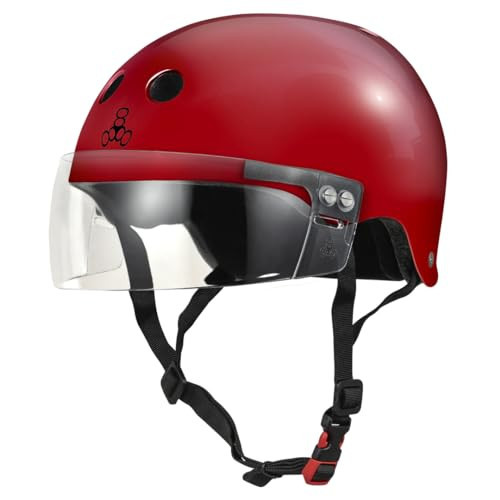 Triple Eight The Certified Sweatsaver Helmet with Visor for Roller Derby, Skateboarding and BMX, Scarlet Red Glossy, S/M | Amazon (US)