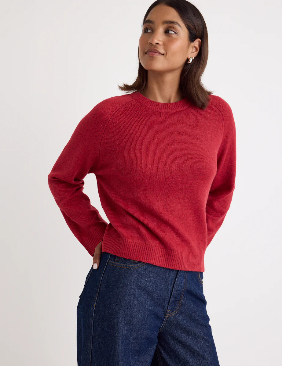 Red Crew Neck Knitted Jumper | Nobody's Child