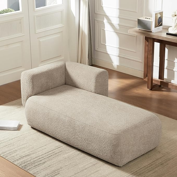 Upholstered Chaise Lounge Indoor for Living Room Bedroom Office Chaise Lounge Sofa：Boucle Fabri... | Amazon (US)