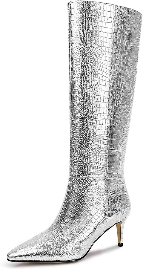 wetkiss Knee High Boots for Women, with Kitten Heel and Pointed Toe Design, Classic and Sexy | Amazon (US)