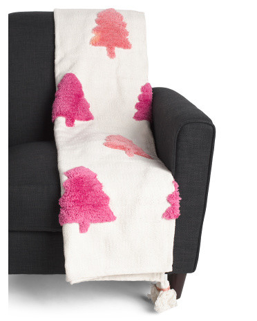 Handcrafted In India Neon Tufted Trees Throw | Global Home | Marshalls | Marshalls