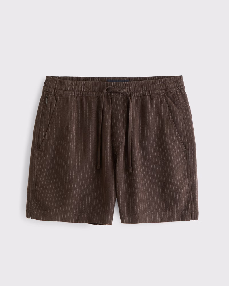 Relaxed Tailored Linen-Blend Pull-On Short | Abercrombie & Fitch (US)