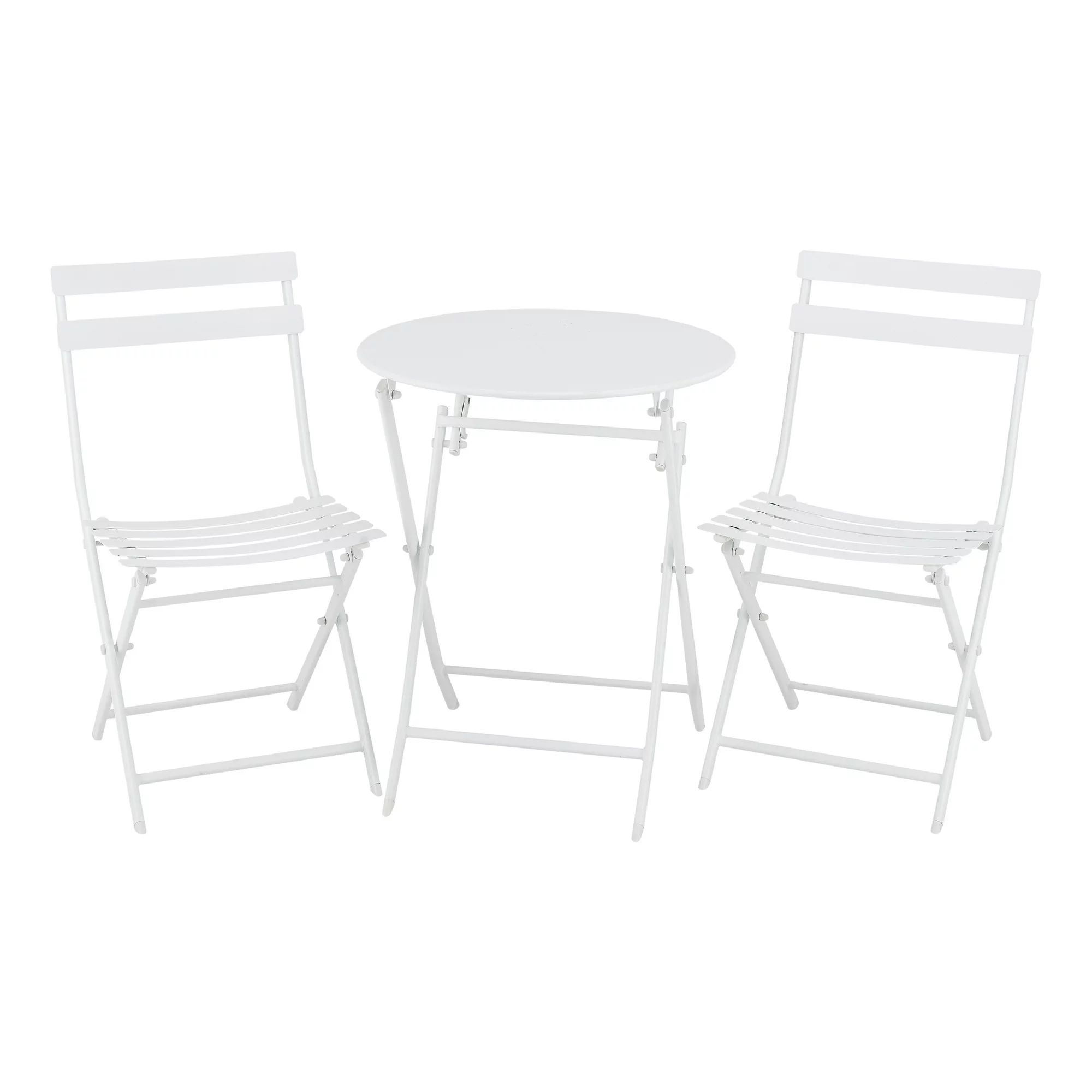 Mainstays 3-Piece White Folding Bistro Table and Chair Set - Walmart.com | Walmart (US)