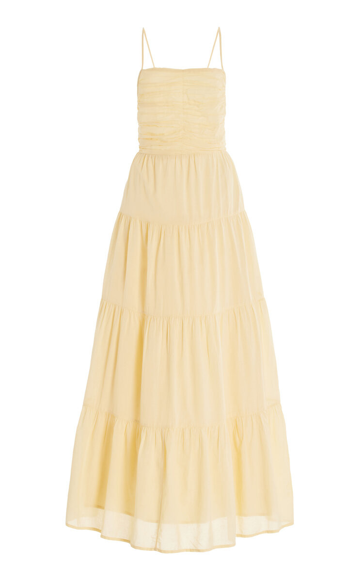 Marnie Open-Back Ruched Cotton-Blend Maxi Dress | Moda Operandi (Global)