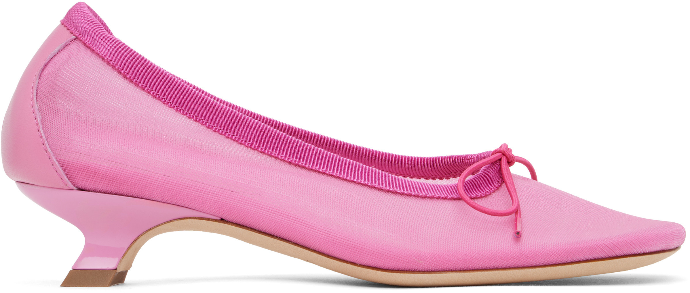 Simone Rocha Pink Mesh Ballerina Heels | SSENSE