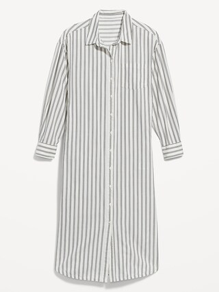 Long-Sleeve Striped Cotton-Poplin Midi Shirt Dress for Women | Old Navy (US)