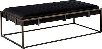 Christopher Knight Home Vassy Modern Velvet Ottoman Bench with Brass Finish, Black | Amazon (US)