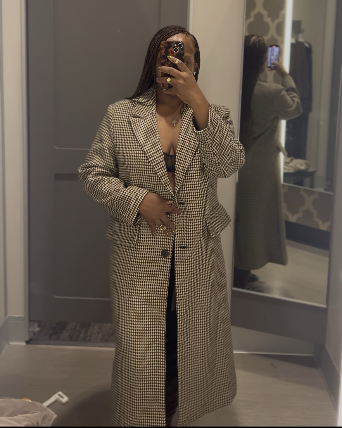 Long trench coat. I’m wearing a size small  