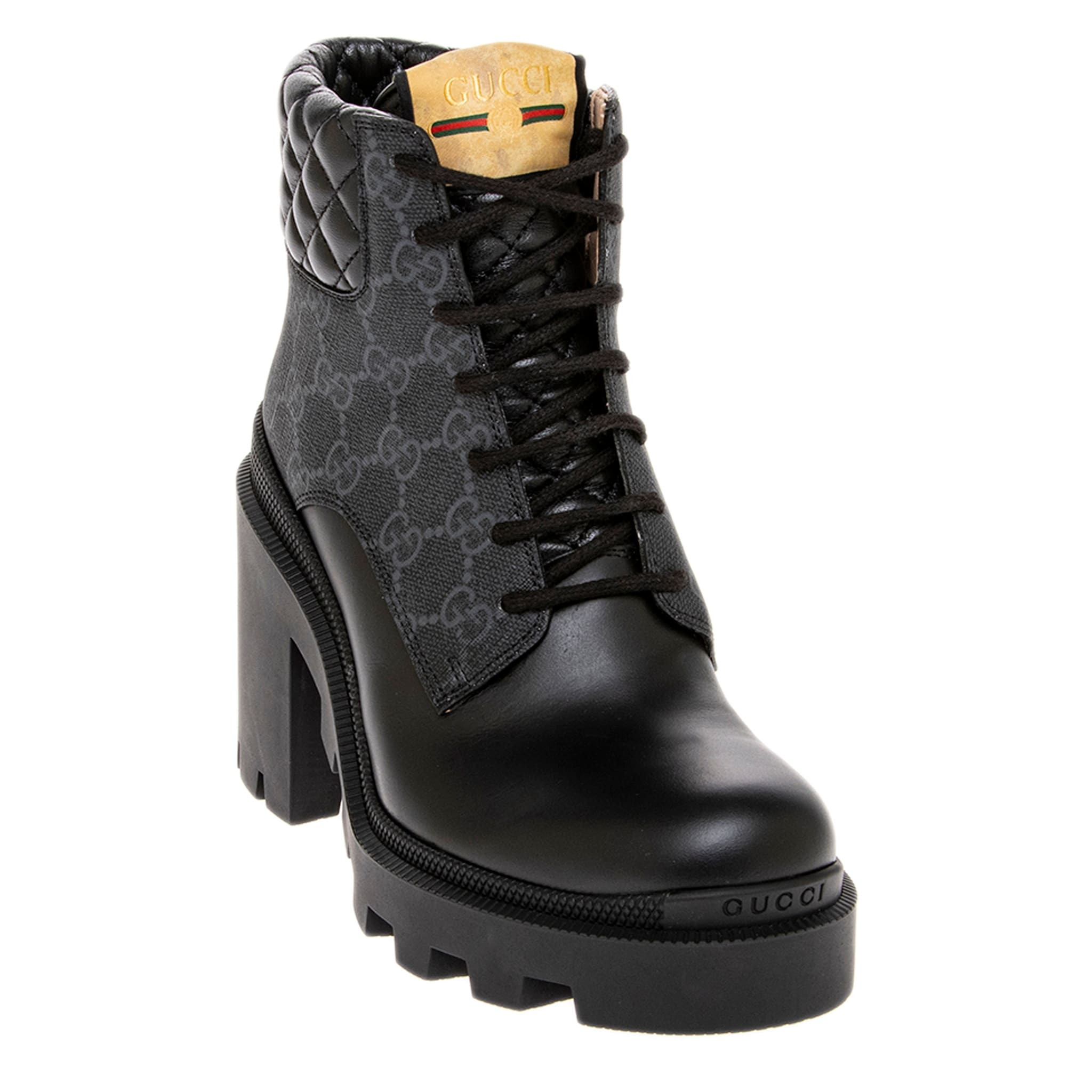Gucci GG Supreme Heeled Ankle Boots | Overstock
