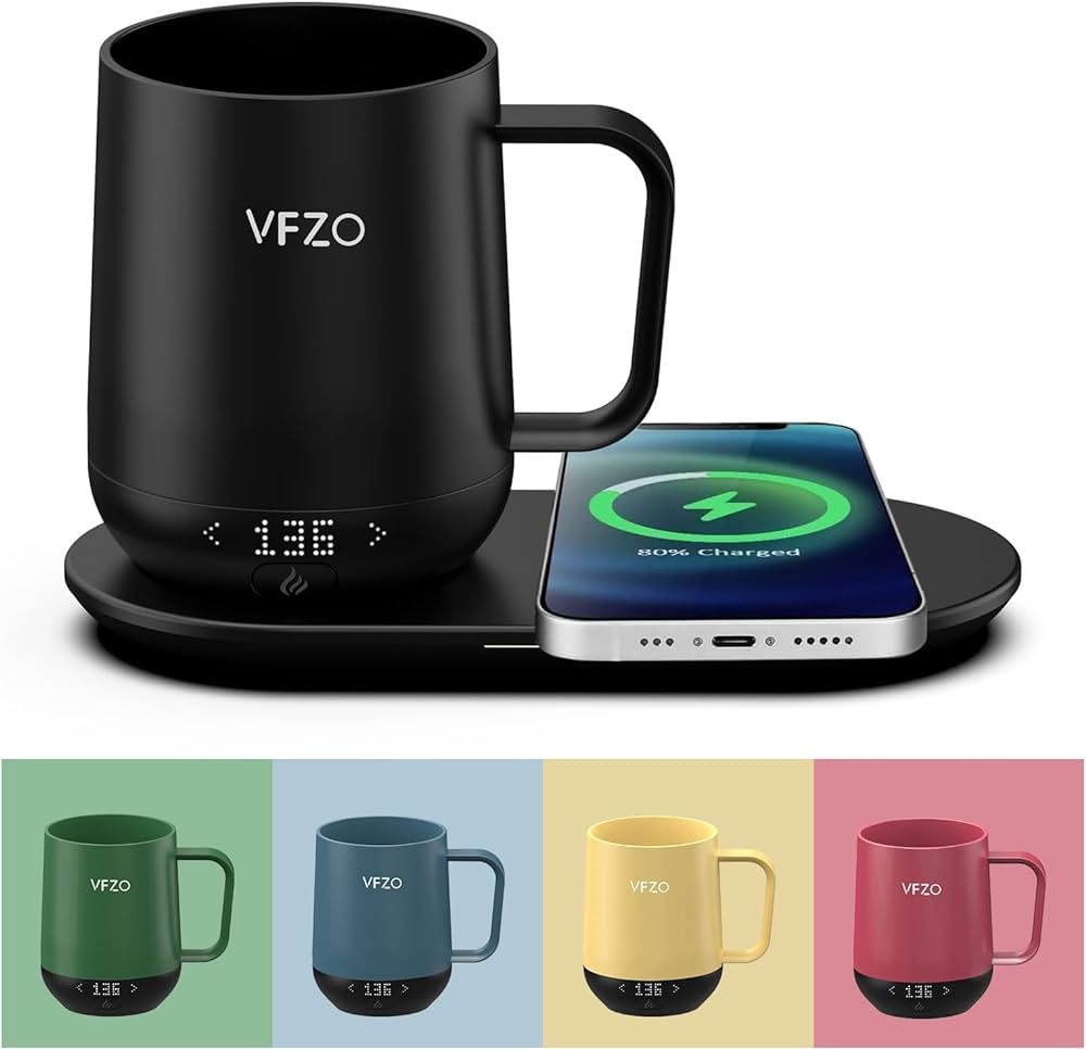 VFZO Temperature Control Smart Mug, Self Heating Coffee Mug LED Display, 180 Min Battery Life - H... | Amazon (US)