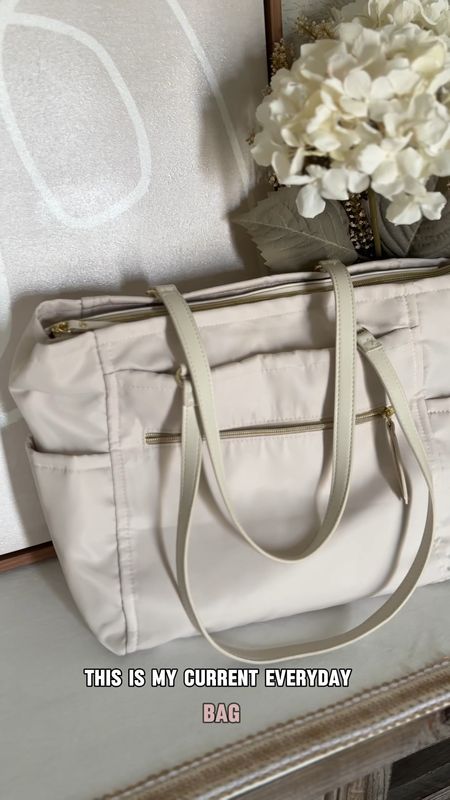 Time and Tru Women's Frankie Nylon Tote Bag, Pearly White (best work tote bag ever!!) also great diaper bag option, chic and modern tote or travel bag  

#LTKxWalmart #LTKVideo #LTKFindsUnder50