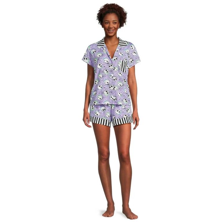 Disney Nightmare Before Christmas Women's Top and Shorts Pajama Set, 2-Piece, Sizes XS-3X | Walmart (US)