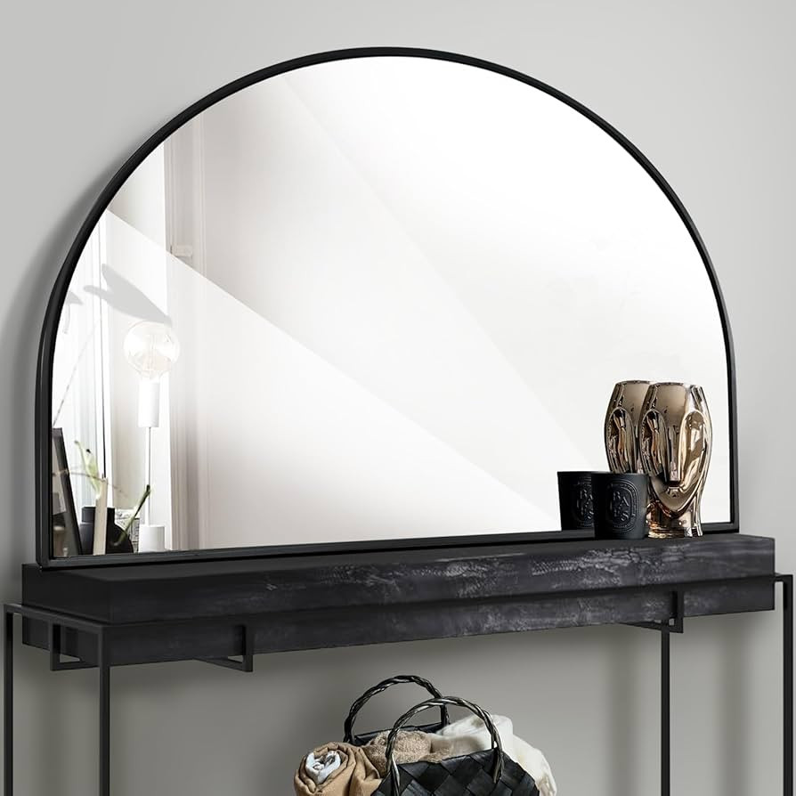 WAMIRRO Big Black Arched Mirror,48"X36"Large Farmhouse Bathroom Mantel Oversized Black Horizontal... | Amazon (US)