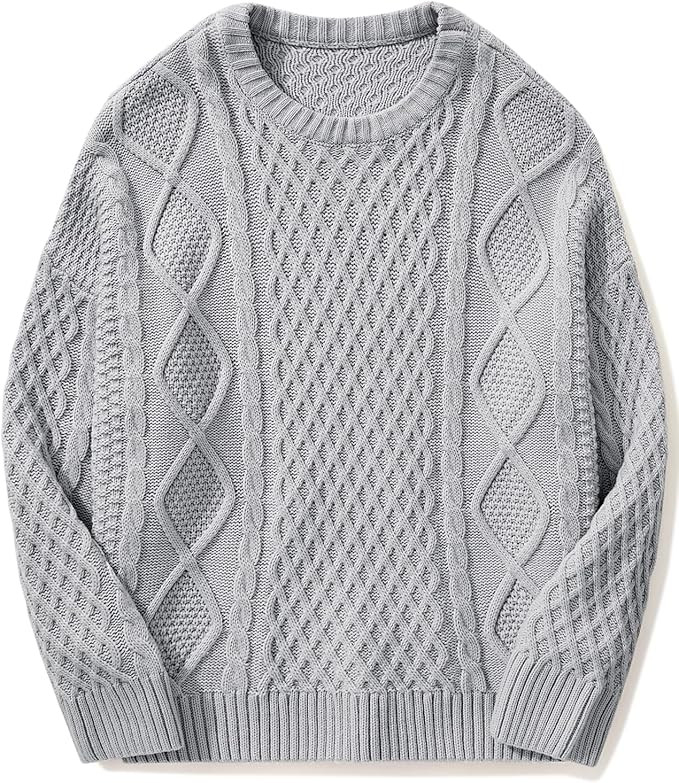 SUUKSESS Women Oversized Cable Knit Sweater Fall Long Sleeve Crew Neck Pullover Tops 2024 | Amazon (US)