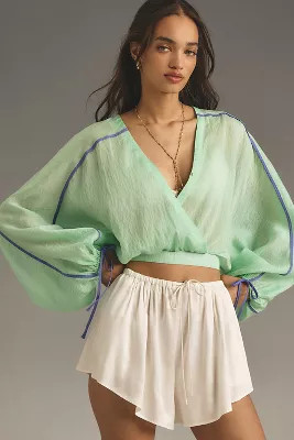 By Anthropologie Long-Sleeve Sheer Blouse | Anthropologie (US)