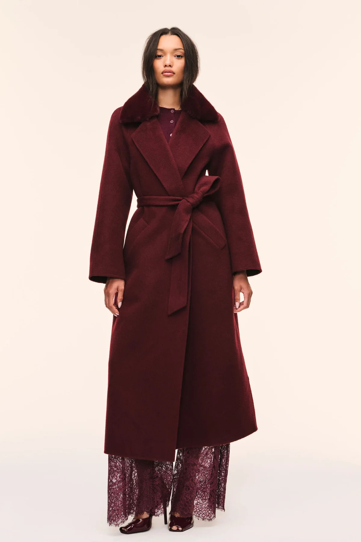 Katniss Faux Fur Collar Wool Coat | LoveShackFancy