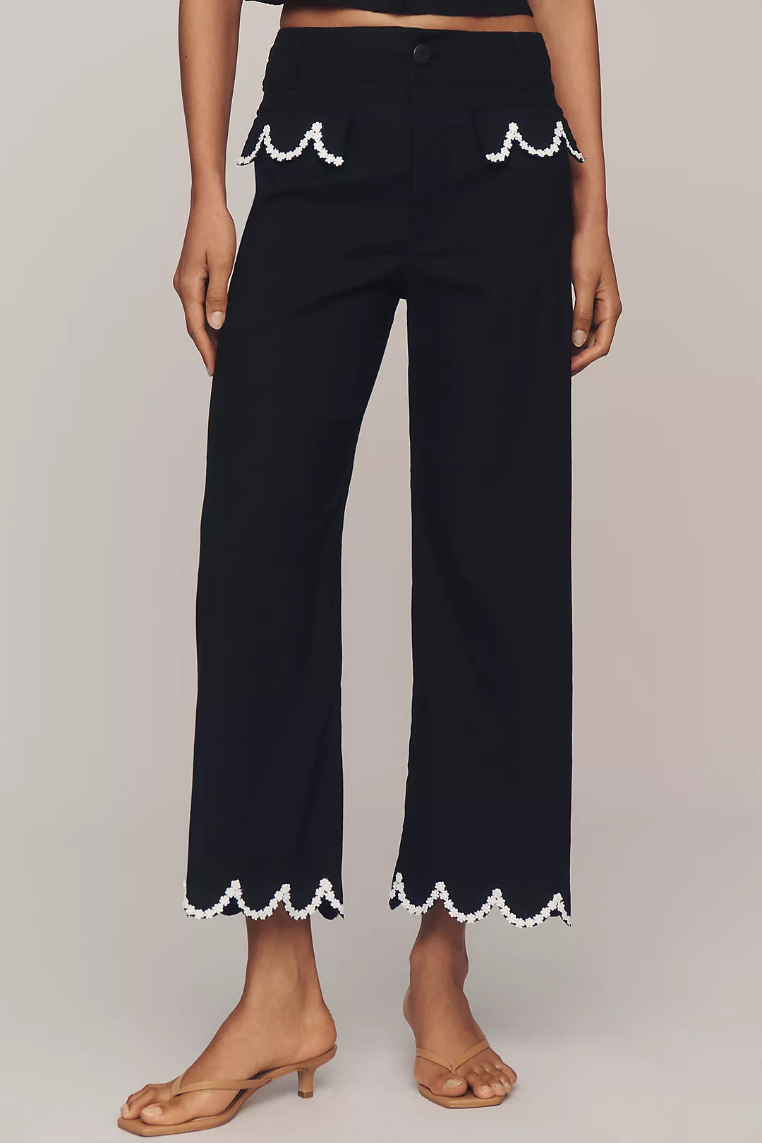 The Colette Scalloped Crop Wide-Leg Pants by Maeve | Anthropologie (US)