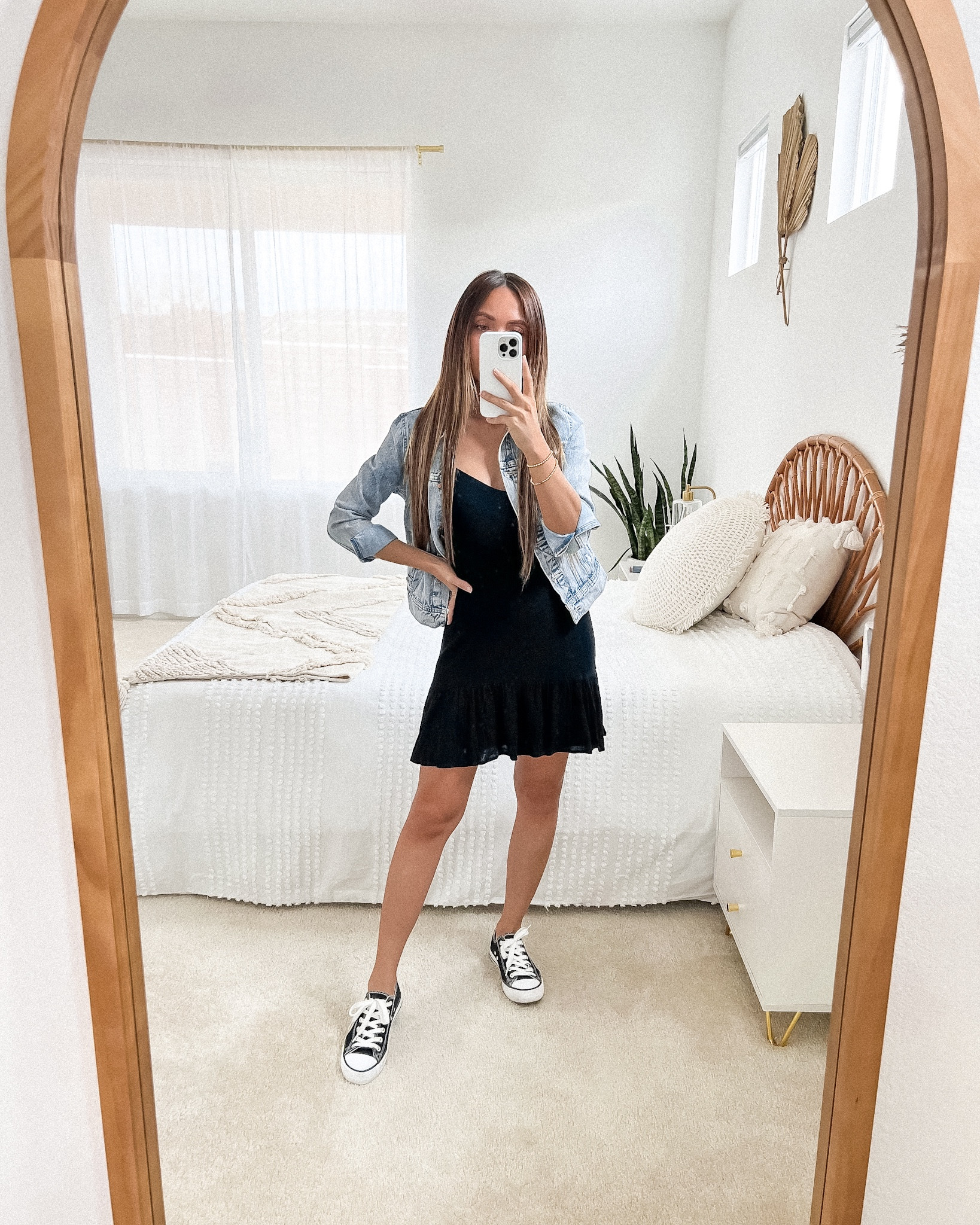 Fall outfit - black mini dress, denim jacket, converse sneakers

// fall fashion, fall outfit, fall outfits, fall trends, black dress, fall dress, casual dress, casual outfit, travel outfit, date night outfit, brunch outfit, Lulus

#LTKFind #LTKshoecrush #LTKtravel #LTKunder100 #LTKunder50 #LTKSeasonal #LTKstyletip #LTKU