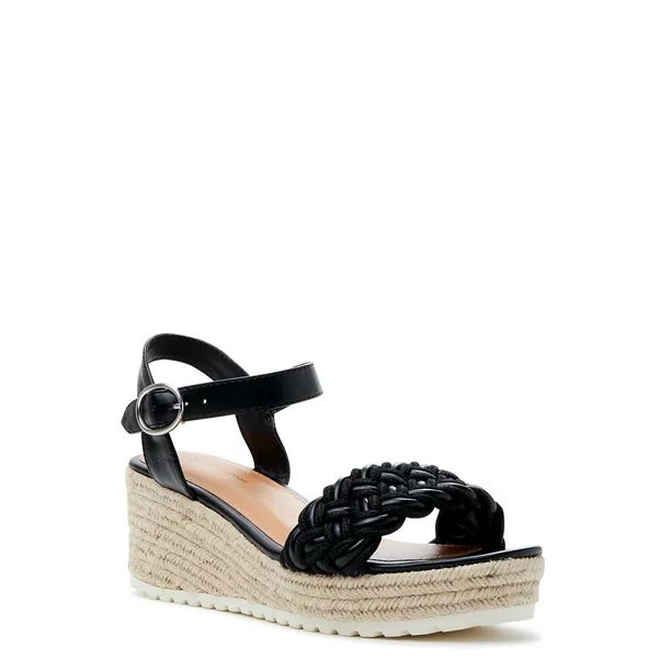 Time and Tru Women's Braided Wedge Sandals (Wide Width Available) - Walmart.com | Walmart (US)