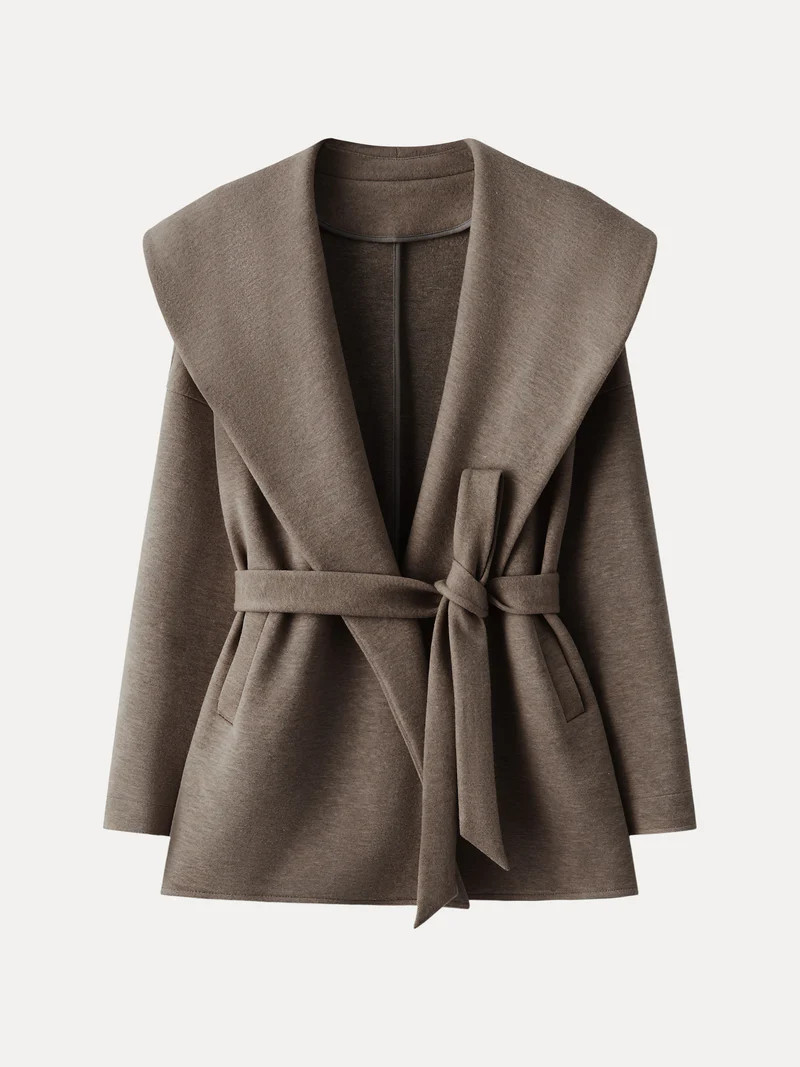 Belted Shawl Collar Robe Jacket with Pockets | OGLmove