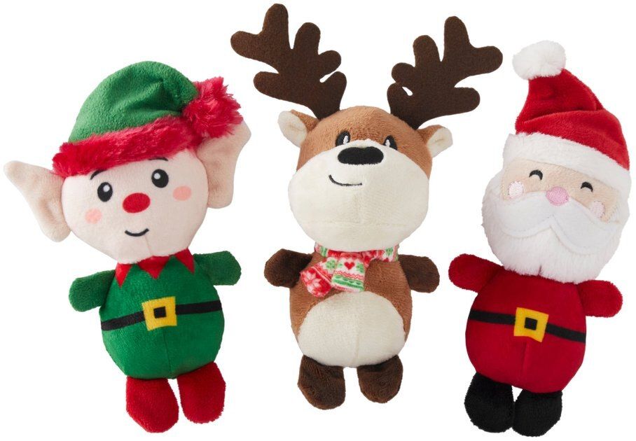 Frisco Holiday Santa's Helpers Plush Squeaky Dog Toy, 3 count | Chewy.com