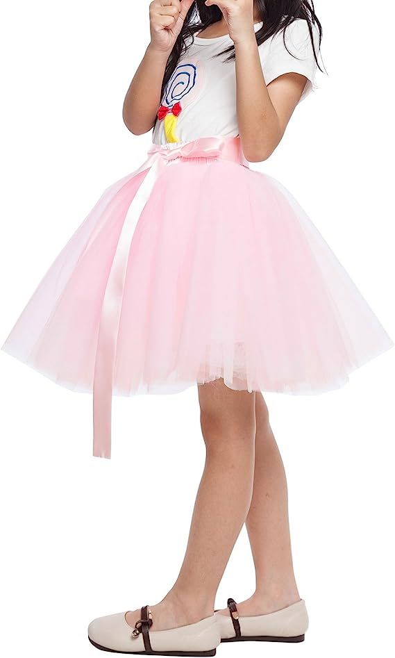 Little Girl Tutu Skirt A Line 7 Layers Tulle Skirt Party Princess Dance Tutu Dress (3T -10T) | Amazon (US)