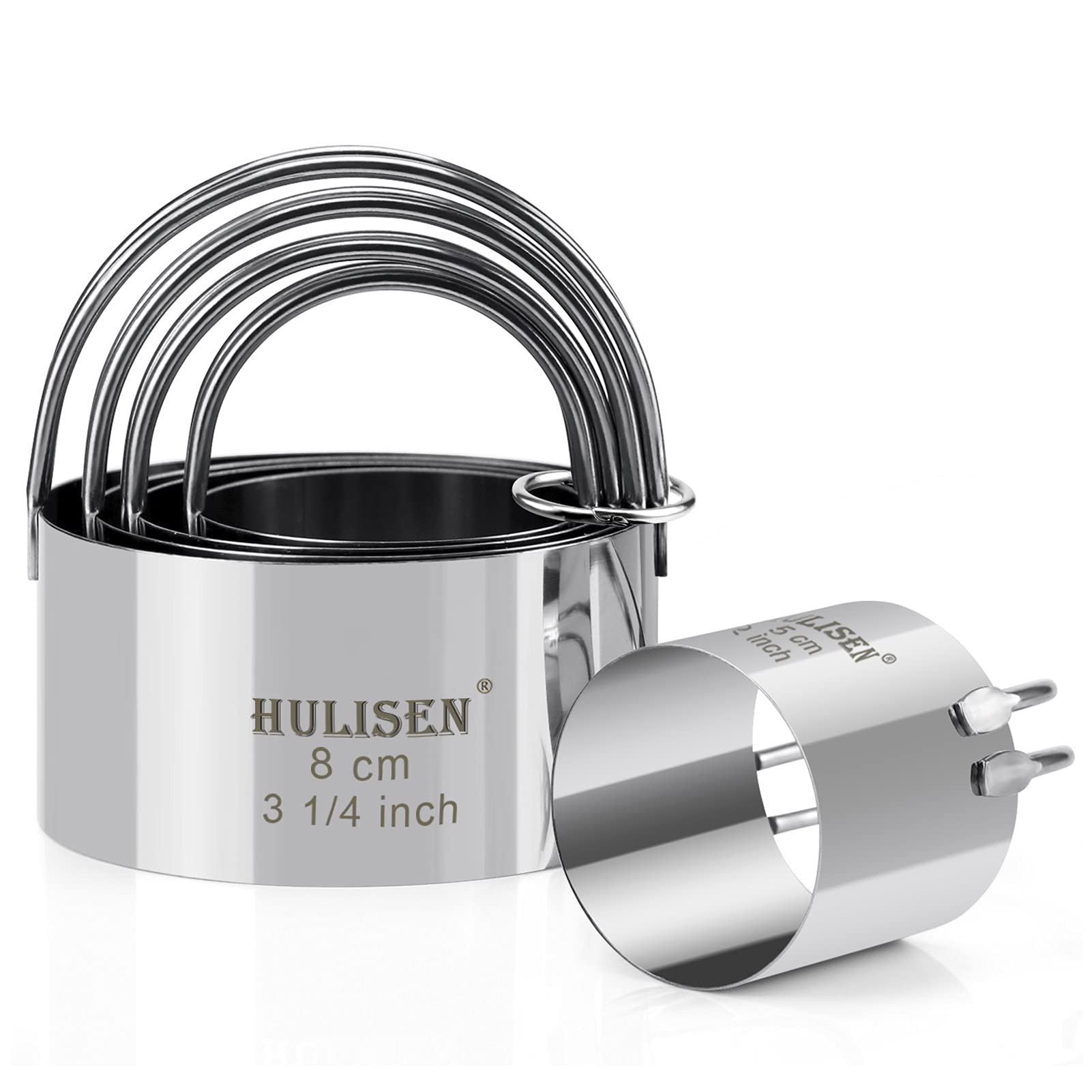 HULISEN Biscuit Cutter Set (5 Pieces/Set), Round Cookies Cutter with Handle, Professional Baking Dough Tools, Gift Package | Amazon (US)