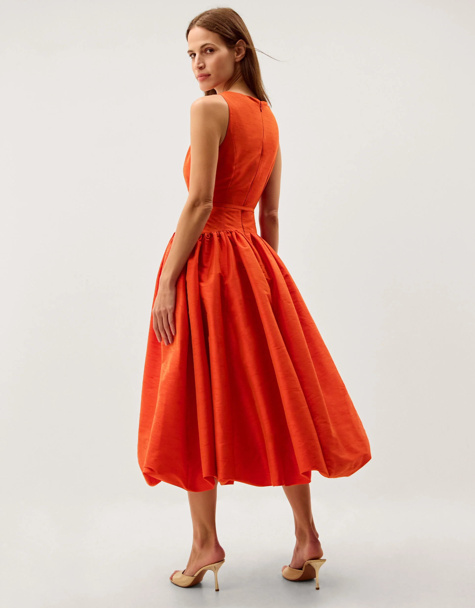 Mila Fit and Flare Midi Dress Orange | Monsoon (UK)