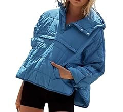 QIBABU Womens Oversized Hooded Puffer Jacket Lightweight Pullover Hoodies Quilted Dolman Long Sle... | Amazon (US)