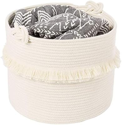 Large Woven Storage Baskets – 16'' x 13'' Cotton Rope Decorative Hamper for Nursery, Toys, Blan... | Amazon (US)