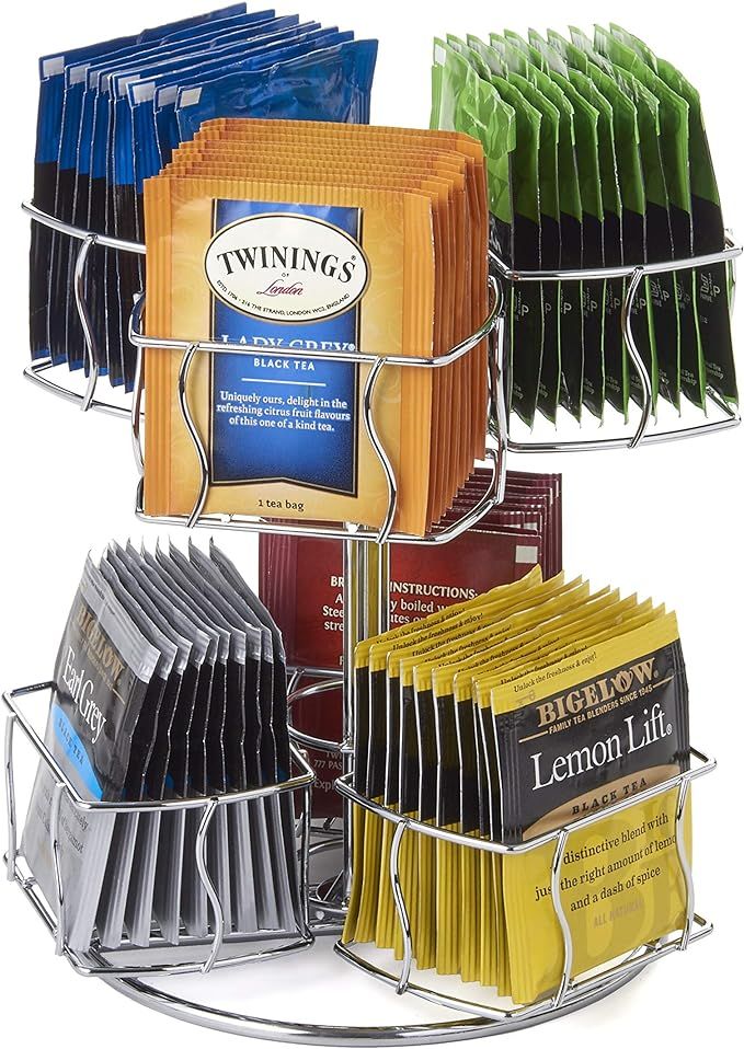 Nifty Solutions Tea Bag Storage and Organizer Spinning Carousel. Organize 60 Tea Bags. 6 Compartm... | Amazon (US)