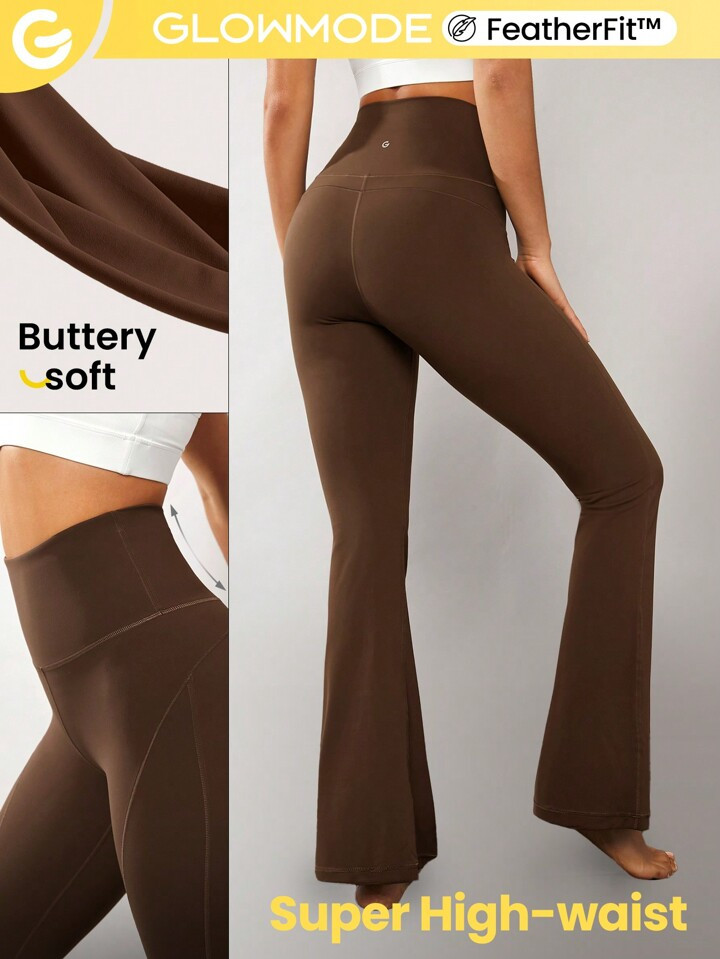 GLOWMODE 31" FeatherFit™ Ultra-High-Waisted Curved Seam Flared Leggings | SHEIN