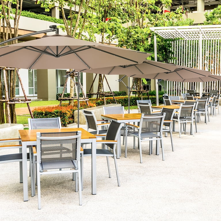 Costway 100.80" Tan Fixed Octagon Cantilever Patio Umbrella, Solar Lighted | Walmart (US)