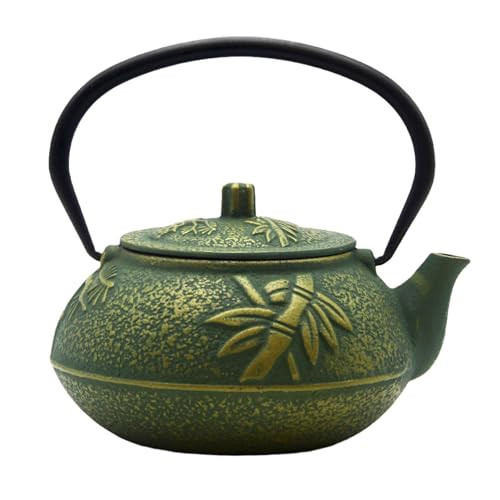 900ml Small Cast Iron Tea Kettle, SECHUDO Teapot Coated with Enameled Interior for Stovetop, Japanese Green Tea Pot with Stainless Steel Strainer for Loose Leaf, Pine,Bamboo and Plum Pattern(30.4oz) | Amazon (US)