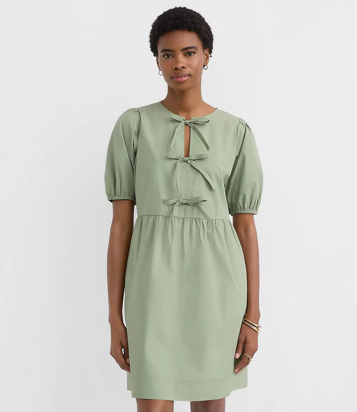 Poplin Bow Mini Pocket Dress | LOFT