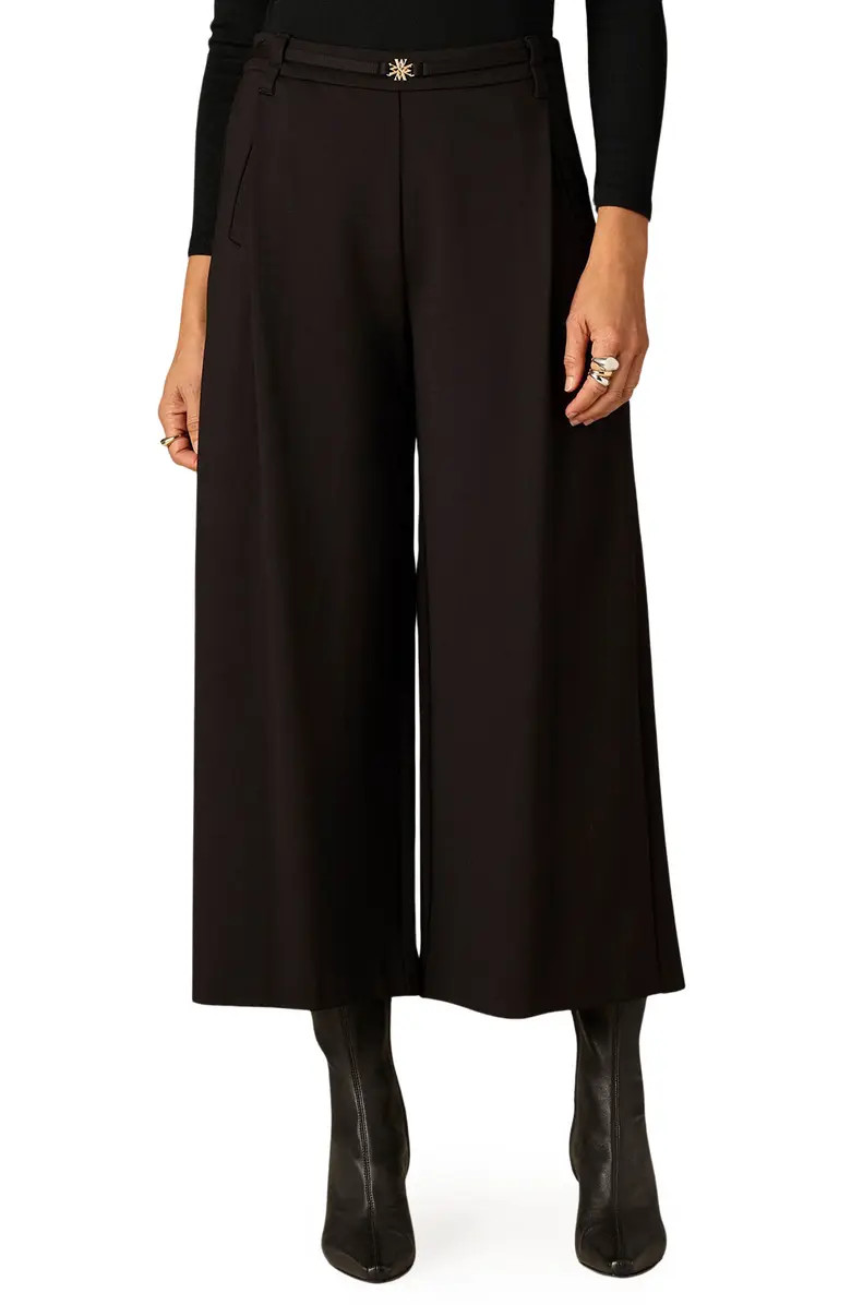 Skyrise Pleated Belted Cropped Wide Leg Trousers | Nordstrom