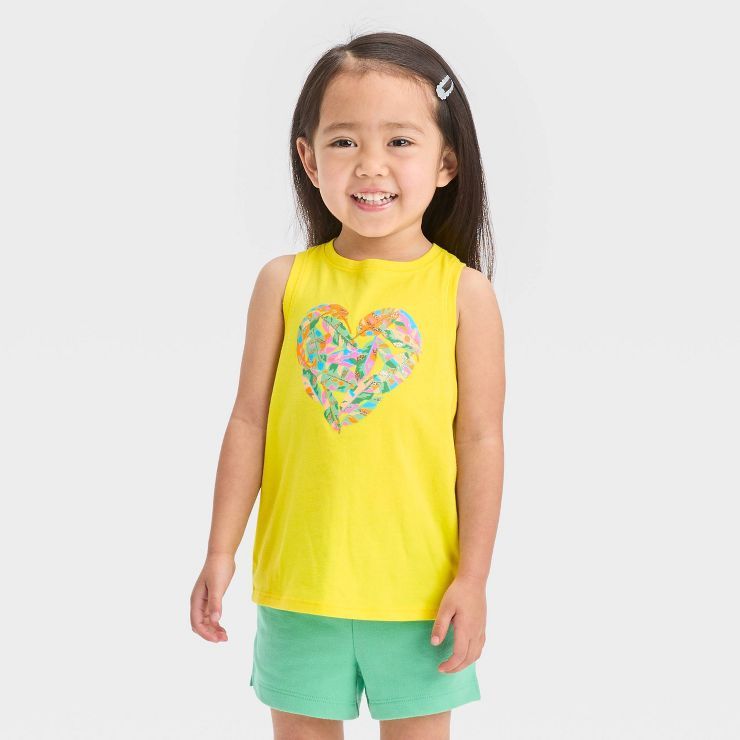 Toddler Girls' Palm Heart Tank Top - Cat & Jack™ Vibrant Yellow | Target