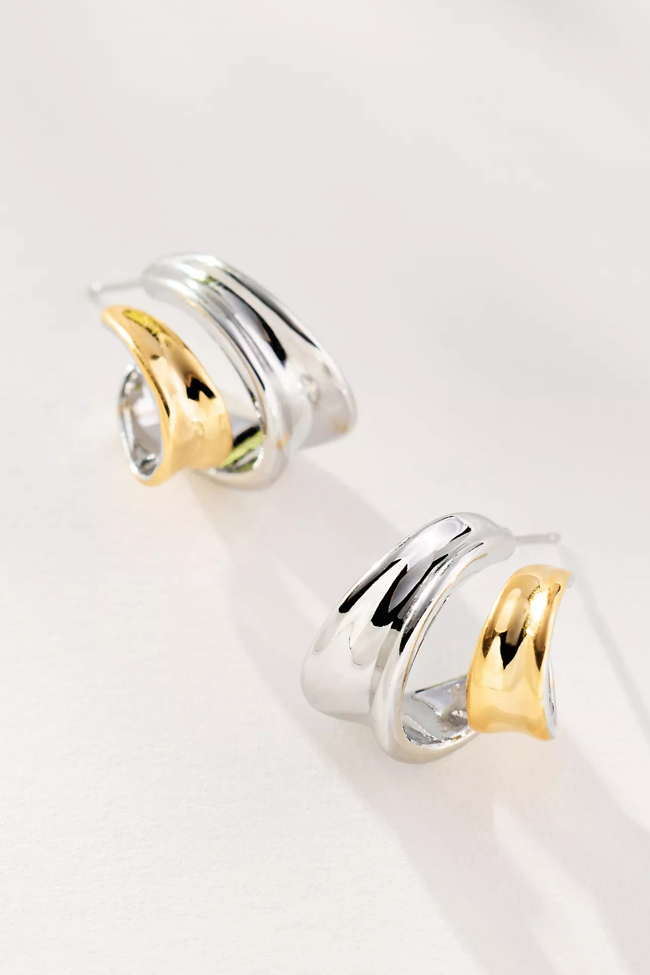 Mixed Metal Split Huggie Hoop Earrings | Anthropologie (US)