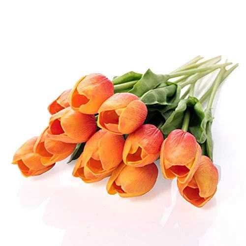 Shallylu 12Pcs Artificial Tulip Real Touch Tulip Flowers Fake Silk Flowers for Vases Wedding Home... | Walmart (US)