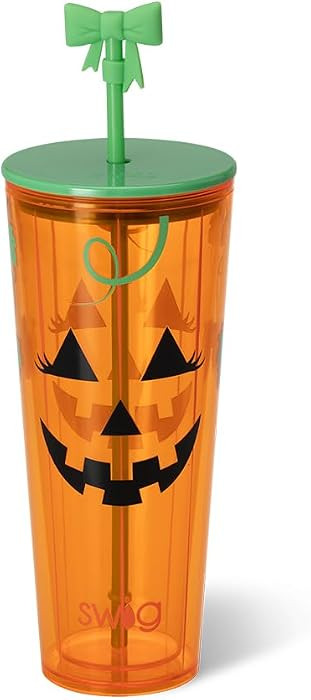 Swig Life 24oz Plastic Tumbler with Lid & Straw, Boo Crew Pumpkin | Amazon (US)