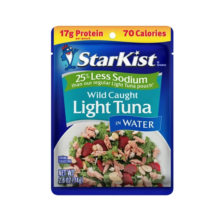 StarKist 25% Less Sodium Light Tuna in Water, 2.6 oz Pouch - Walmart.com | Walmart (US)