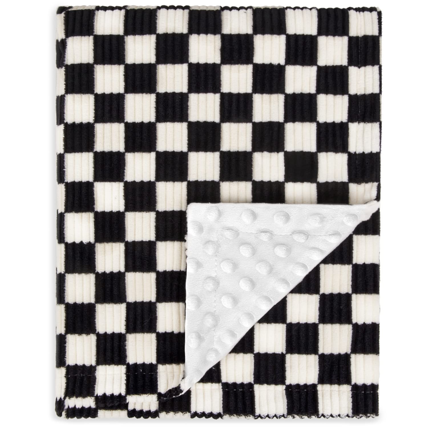 Baby Blanket for Boys Comfy Durable Corduroy Toddler Blanket with Double Layer Dotted Backing Checkerboard Grid Chessboard Gingham Warmer Bed Blankets for Newborn Infants Black, 30x40 Inches | Amazon (US)