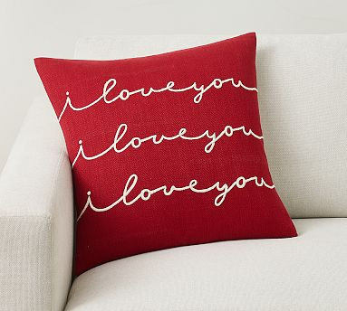 I Love You Embroidered Pillow | Pottery Barn (US)