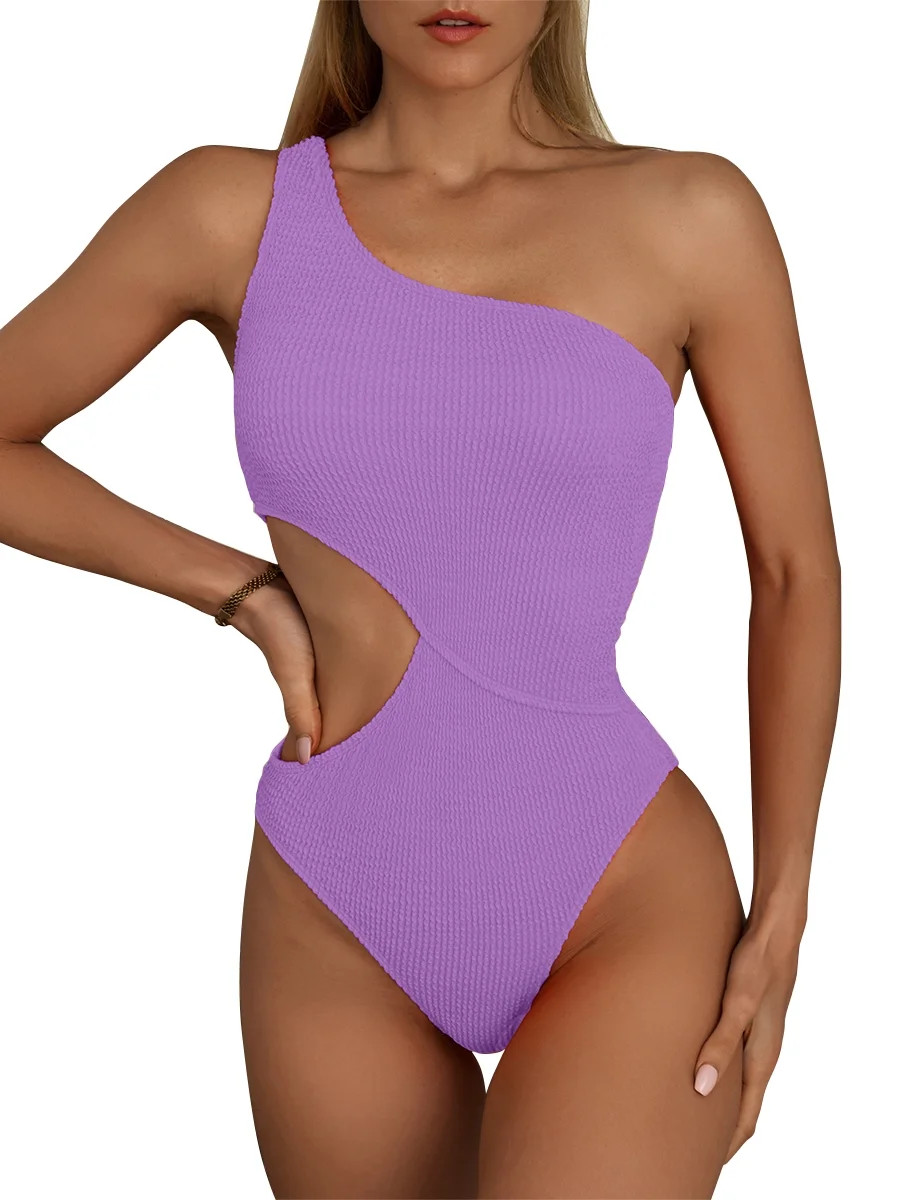 Inadays Bathing Suit for Women One Shoulder Swimsuit Sexy Crinkle Waist Cutout Monikini One Piece... | Walmart (US)