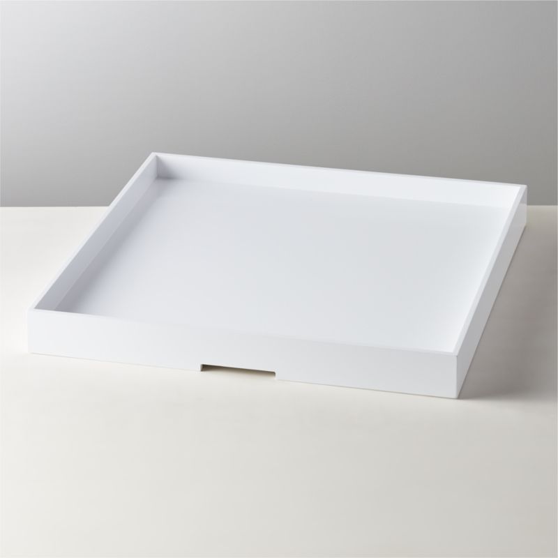 Marq High Gloss X-Large White Square Tray + Reviews | CB2 | CB2