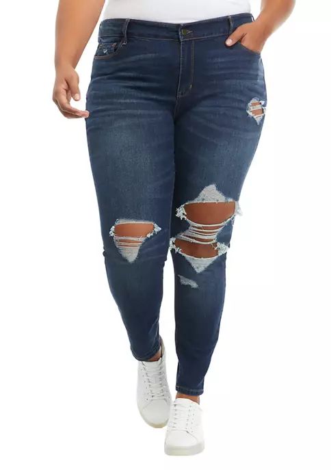 Plus Size Mid Rise Skinny Jeans | Belk