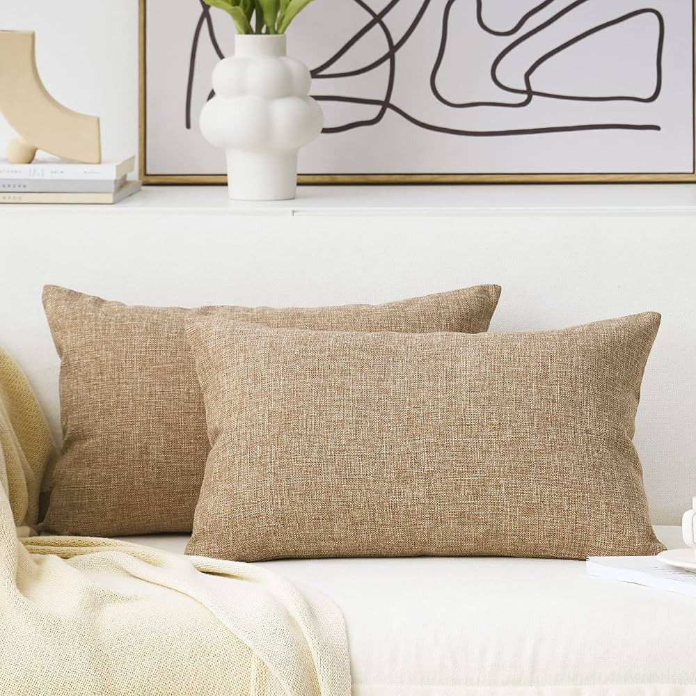 Home Brilliant Decor Linen Textured Oblong Cushion Cover Decorative Throw Pillow Cover for Sofa, ... | Amazon (US)