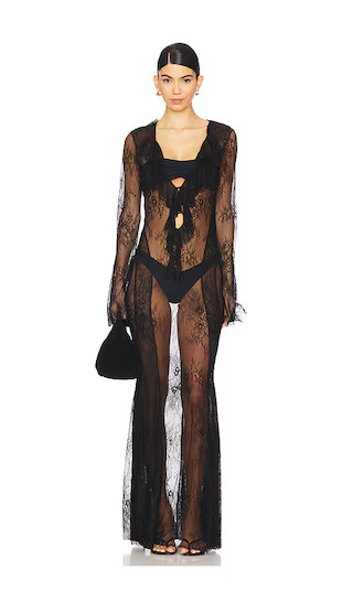 Nori Maxi Dress in Black Lace | Revolve Clothing (Global)