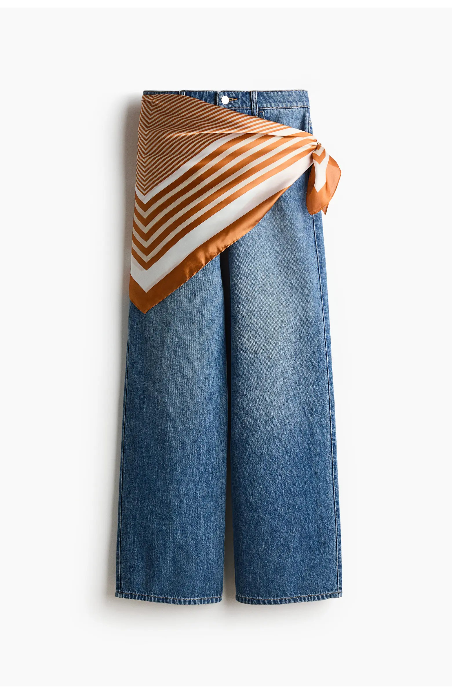 H&M Straight High Waist Scarf-detail Jeans | Nordstrom | Nordstrom