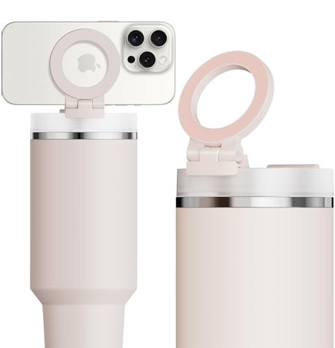Litaget for Stanley Cup Phone Holder with Magnetic Phone Holder for Quencher H2.0 FlowState Tumbler 40oz Foldable Stand Water Bottle Accessory Hands Free for All Phones Cases L(40) | Amazon (US)